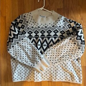 Old Navy Sweater with Black and White Geometric Design